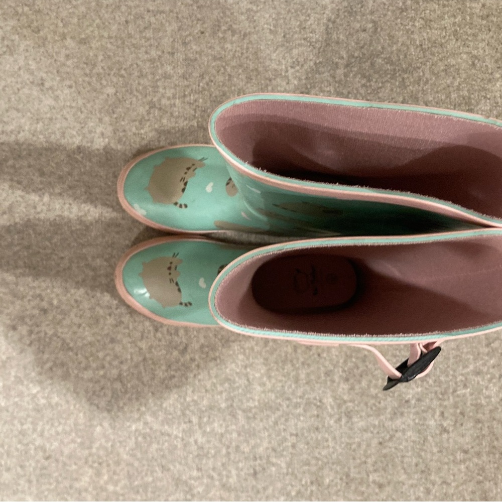 Pusheen Green and Pink Kids Rain Boots